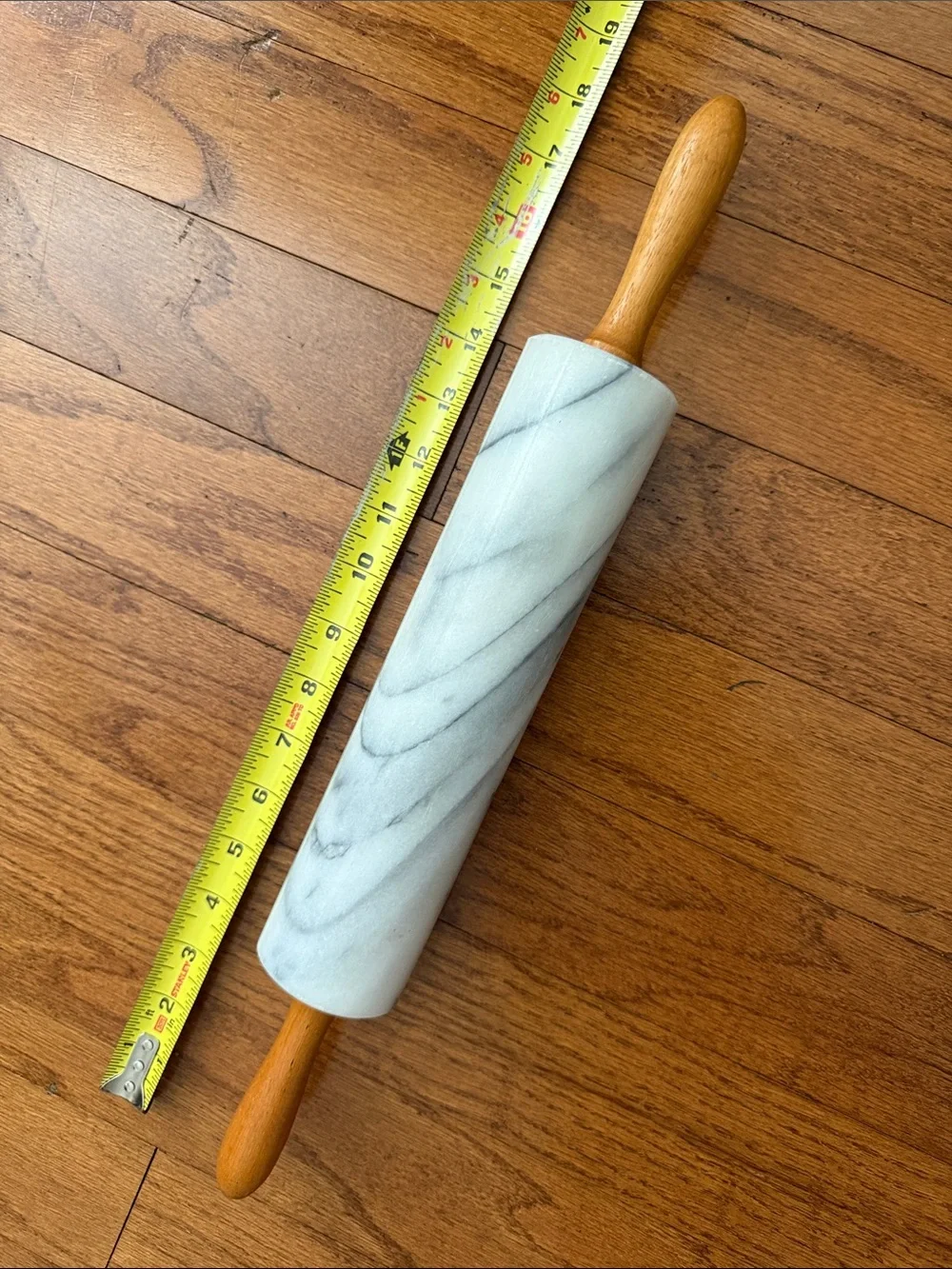 Vintage Marble Rolling Pin with Wooden Handles